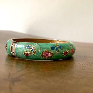 Vintage Floral Cuff Bracelet in Jade Green